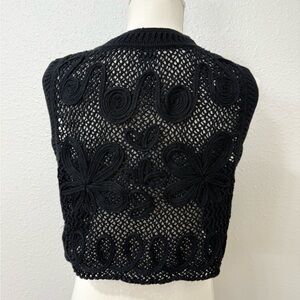 Chicos Whimsigoth Crochet Open Vest Boho Size L NWT